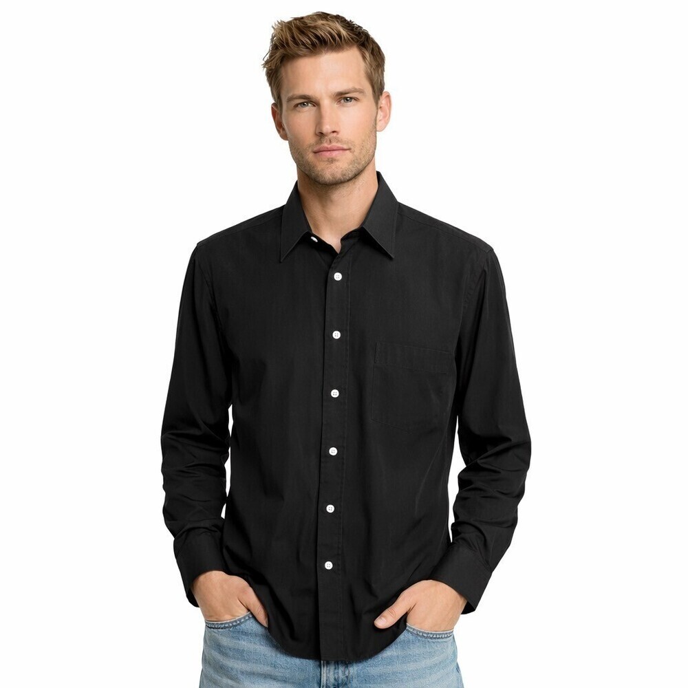 Gucci Men's Black Poplin Cotton Long Sleeve Button Down Shirt 43 17 XL